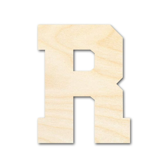 Unfinished Wood Varsity Team Font - R Shape 8" / 1/2"