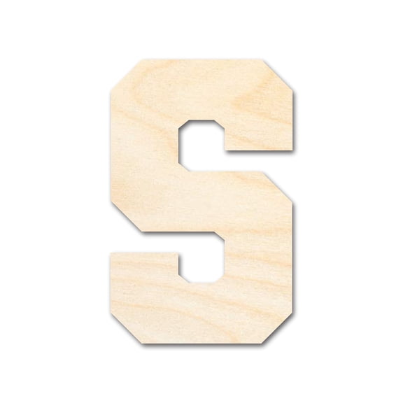 Unfinished Wood Varsity Team Font - S Shape | DIY Craft Cutout 7" / 1/8"