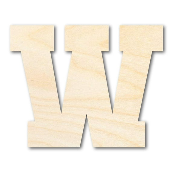 Unfinished Wood Varsity Team Font - W Shape | DIY Craft Cutout 20" / 1/8"