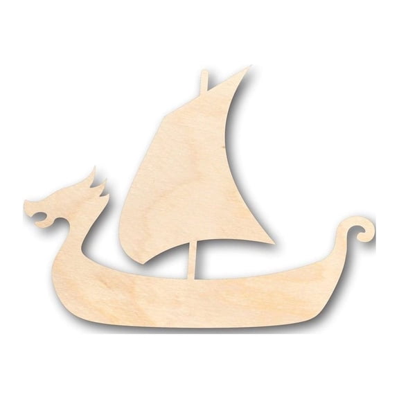 Unfinished Wood Viking Ship Shape - Sailing - History - Craft - up to 46" DIY 3" / 1/2"