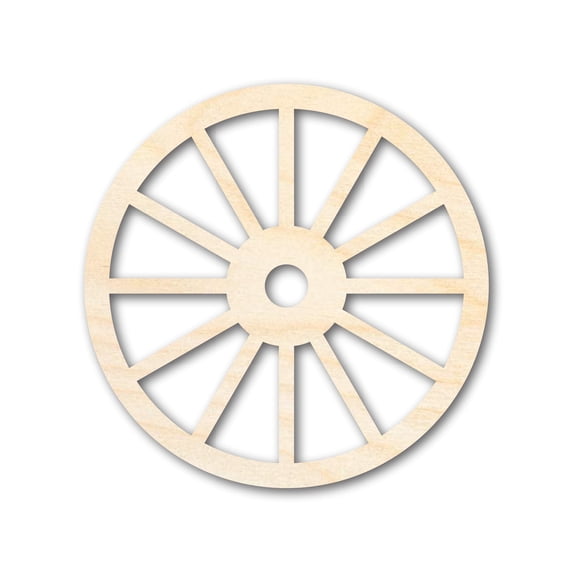 Unfinished Wood Wagon Wheel Shape | Rustic Farmhouse | DIY Craft Cutout 12" / 1/2"