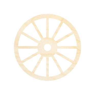 Unfinished Wood Wagon Wheel Shape | Rustic Farmhouse | DIY Craft Cutout | Up to 24" 5" / 1/4"