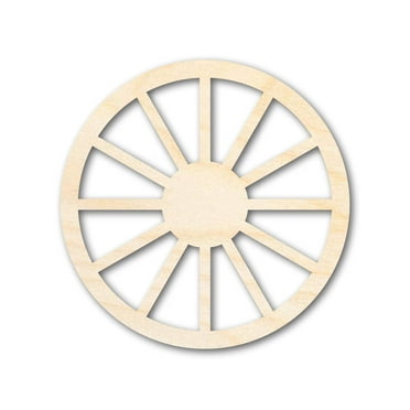 Unfinished Wood Wagon Wheel Shape | Rustic Farmhouse | DIY Craft Cutout | Up to 24" 5" / 1/4"