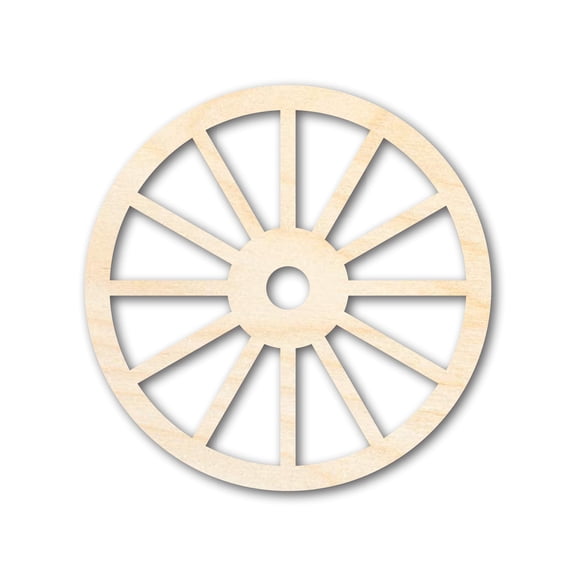 Unfinished Wood Wagon Wheel Shape | Rustic Farmhouse | DIY Craft Cutout 5" / 1/4"