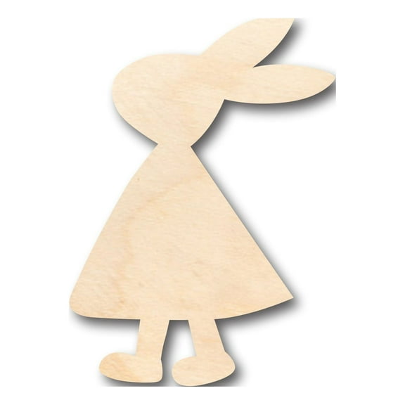 Unfinished Wood Walking Female Rabbit Shape - Craft - up to 46" DIY 4" / 1/8"