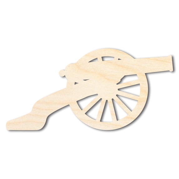 Unfinished Wood War Cannon Shape | DIY Craft Cutout 46" / 3/4"