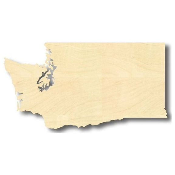 Unfinished Wood Washington Shape - State - Craft - up to 46" DIY 4" / 1/4"
