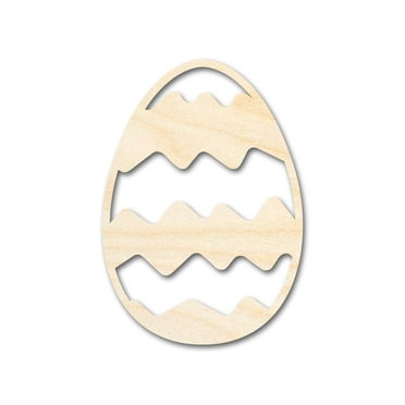 Unfinished Wood Wavy Striped Egg Shape - Easter Craft - up to 46" DIY 6" / 1/8"