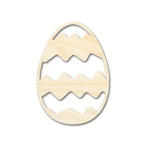 Unfinished Wood Wavy Striped Egg Shape - Easter Craft - up to 46" DIY 6" / 1/8"
