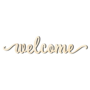 Unfinished Wood Welcome Script Shape - Word Craft - up to 46" 24" / 1/8"