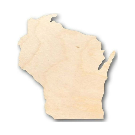Unfinished Wood Wisconsin Shape - State - Craft - up to 46" DIY 14" / 1/8"