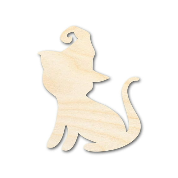 Unfinished Wood Witch Cat Shape - Craft - up to 46" 8" / 1/4"