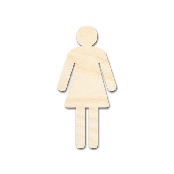 Unfinished Wood Womens Bathroom Sign Shape - Craft - up to 46" DIY 7" / 1/8"