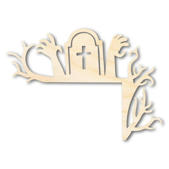 Unfinished Wood Zombie Graveyard Cornerpiece Shape - Craft - up to 36" 24" / 1/2"
