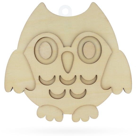 Unfinished Wooden 3D Owl Shape Cutout DIY Craft 6.2 Inches