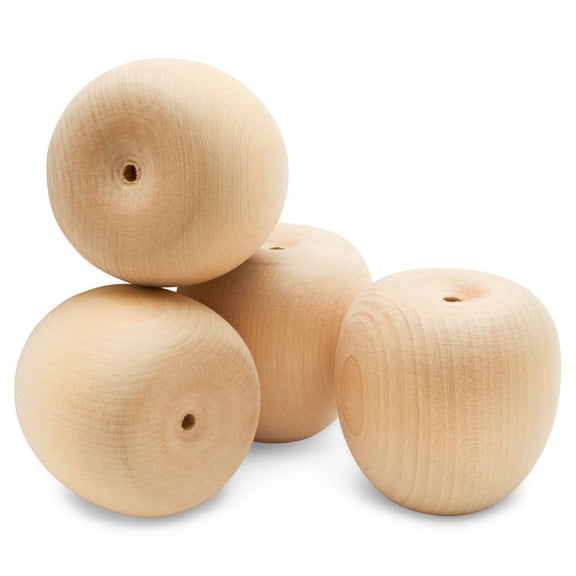 Unfinished Wooden Apples for Crafts 2-1/2-inch, Pack of 2 Fake Apples, Fake Fruit for Vintage Apple Kitchen Decor, by Woodpeckers