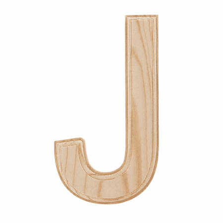 Unfinished Wooden Arial Font Letter J (6.25 Inches)