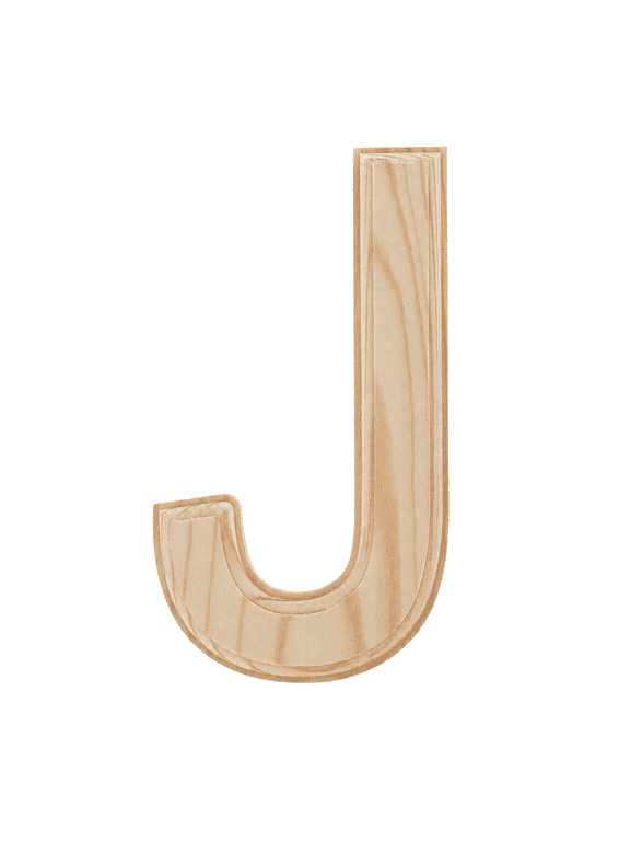 Unfinished Wooden Arial Font Letter J (6.25 Inches)