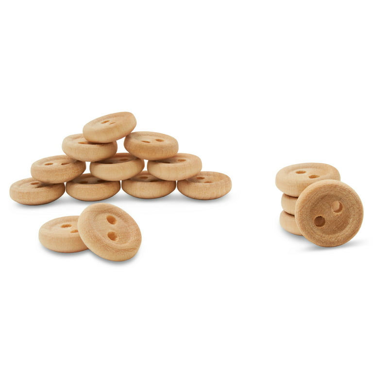 Unfinished Wooden Buttons for Crafts and Sewing 1/2 inch Bulk Pack