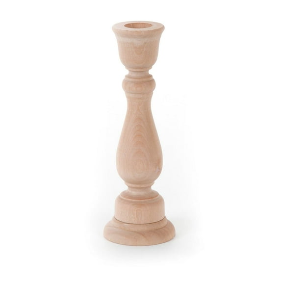 Unfinished Wooden Candlestick: 6.75 inches