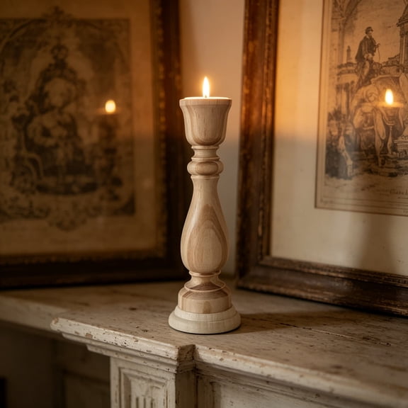 Unfinished Wooden Candlestick Holders Classic Candle Stick Set for Wedding Decorations Home Table Centerpiece Mantel Shelf DIY Craft Project Rustic Farmhouse Decor