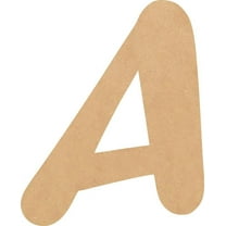 Unfinished Wooden Craft Letter A, Blank Wood 4'' Tall DIY A-Z Letter, Brownie Buster Font
