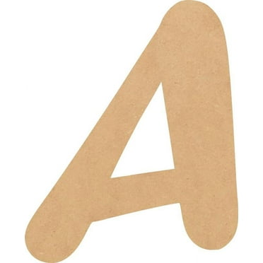 Unfinished Wooden Craft Letter A, Blank Wood 5'' Tall DIY A-Z Letter, Brownie Buster Font