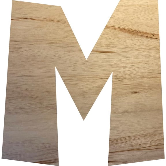 Unfinished Wooden Craft M, Wood Letter 6'' Tall Wall Hanging Sign Letters, Paintable