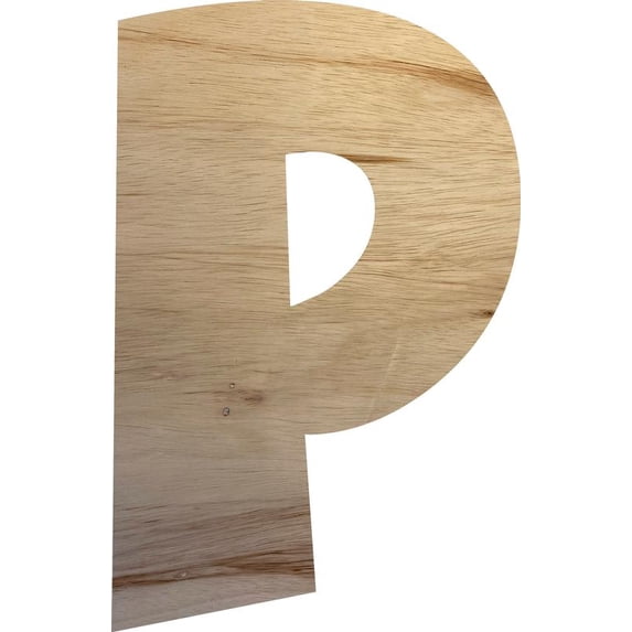 Unfinished Wooden Craft P, Wood Letter 12'' Tall Wall Hanging Sign Letters, Paintable