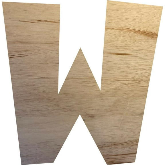 Unfinished Wooden Craft W, Wood Letter 16'' Tall Wall Hanging Sign Letters, Paintable