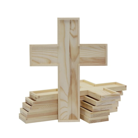 Unfinished Wooden Crosses - Sanded Blank Crosses for Painting and Crafting | 12 Pack
