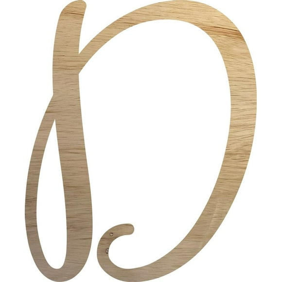 Unfinished Wooden Cursive Letter D, Real Wood Material 8'' Tall Alphabet Craft