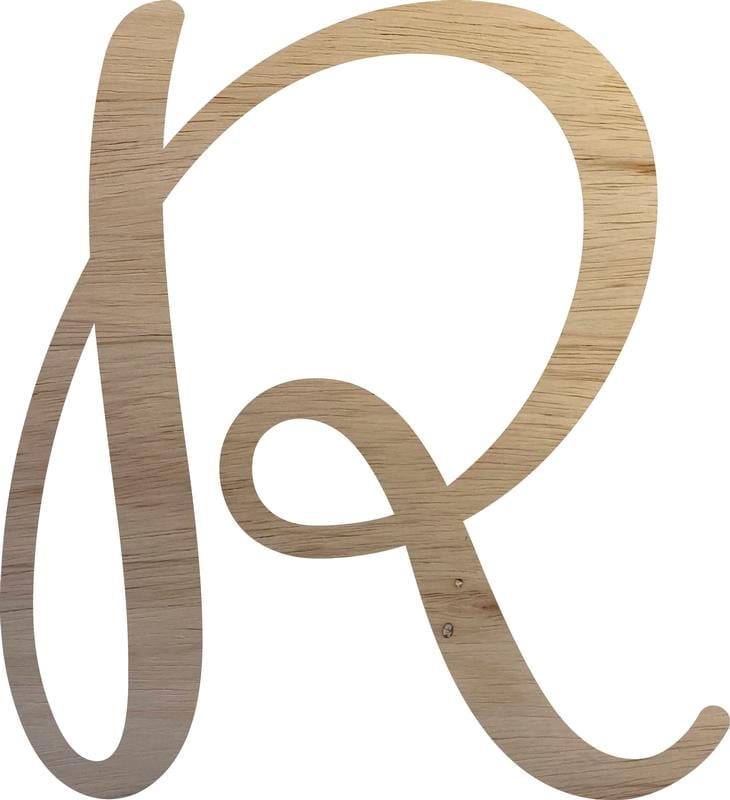 Tall Cursive R Unfinished Wooden Cursive Letter R, Real Wood Material 8'' Tall ...