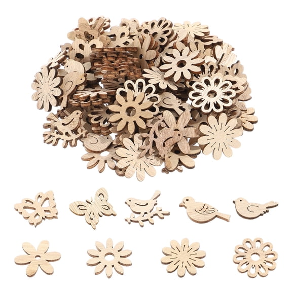 Unfinished Wooden Flower Wood Slices, 100pc Leaf Pattern Wood Cutouts, Diy Wood Ornaments for Crafts Sewing Supplies