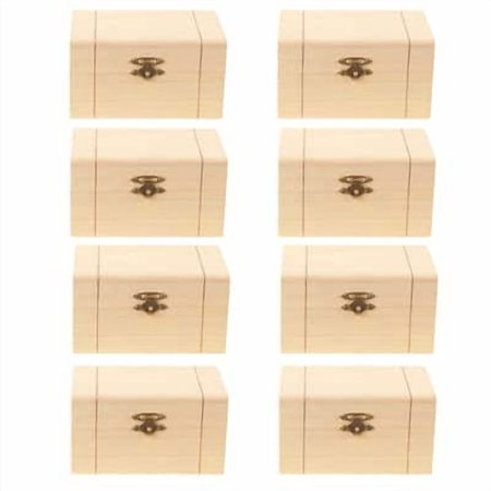 Unfinished Wooden Hinged Box by Make Market - Ready-To-Decorate Wood Box for Trinkets - Coins - Jewlery - Valuables - Bulk 8 Pack