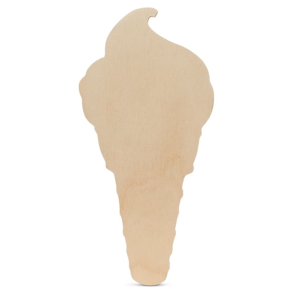 Unfinished Wooden Ice Cream Cone Cutout, 12", Pack of 3 Wooden Shapes for Crafts and Summer & Beach Decor and Crafting, by Woodpeckers