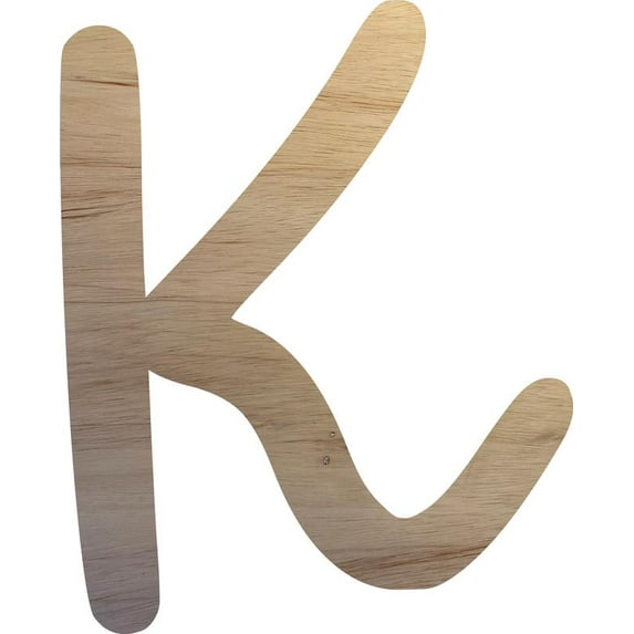 Unfinished Wooden Letter K, Paintable 16'' Tall Wood Craft Letter, Wall Hanging Shape