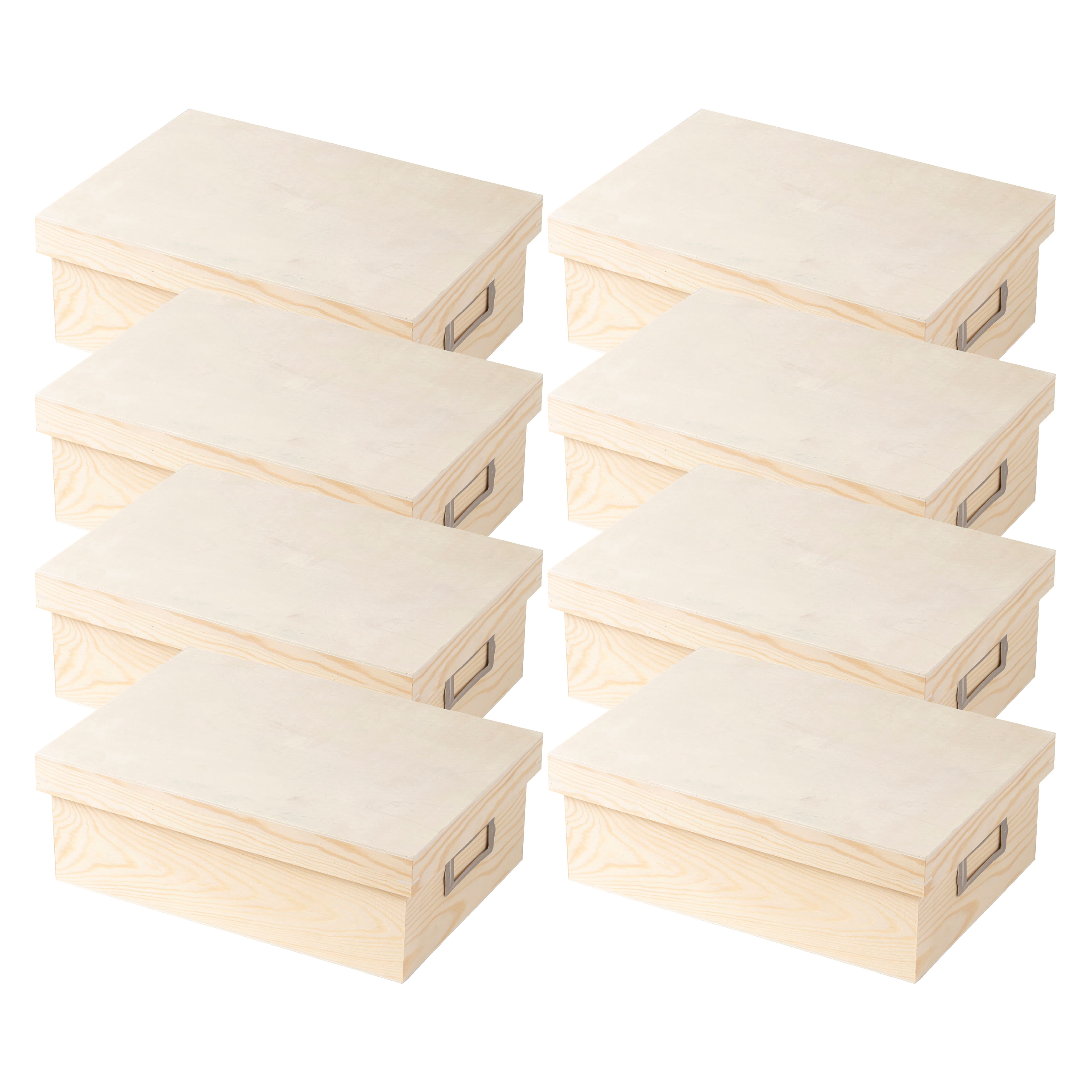 Unfinished Wooden Photo Box by Make Market - Ready-To-Decorate Wood Box for Photos - Trinkets - Coins - Jewlery - Valuables - Bulk 8 Pack