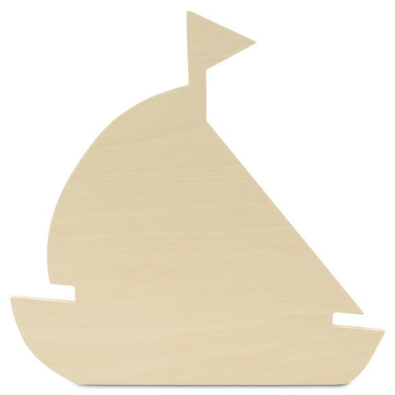 Unfinished Wooden Sailboat Cutout, 12", Pack of 1 Wooden Shapes for Crafts, Use for Summer, Beach & Nautical Decor and Crafting, by Woodpeckers