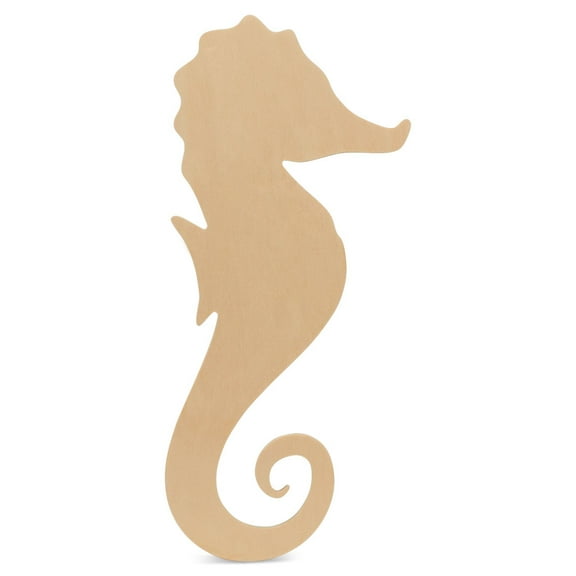 Unfinished Wooden Seahorse Cutout, 16", Pack of 5 Wooden Shapes for Crafts and Summer & Nautical Decor and Crafting, by Woodpeckers