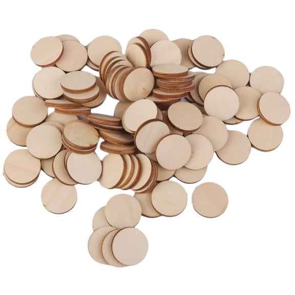 Unfinished Wooden Shapes Wood Coasters ation Supplies Disc Plaque Tags - 10mm/20mm/30mm/40mm/50mm - 100pcs 20mm