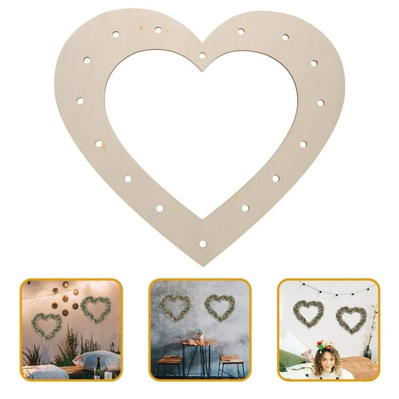 Unfinished Wooden Wreath Heart Shape Rings Crafts Hanging Floral Hoop Garland Wood Wreath Frames For Home Decor,A Wreath Frame