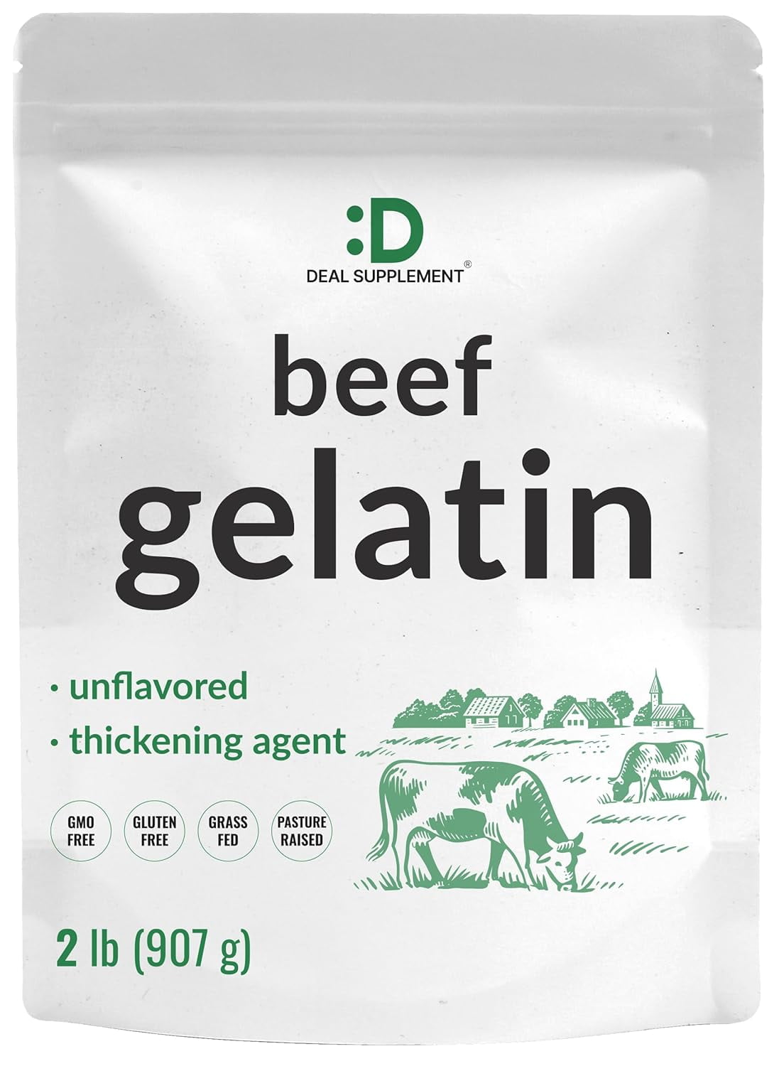 Unflavored Beef Gelatin Powder, 2LB Gelatina Sin Sabor En Polvo