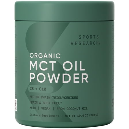 Sports Research® Unflavored Organic MCT Oil Powder Keto & Vegan MCTs C8 C10 Non-GMO & Gluten Free (30 servings) - 10.6oz