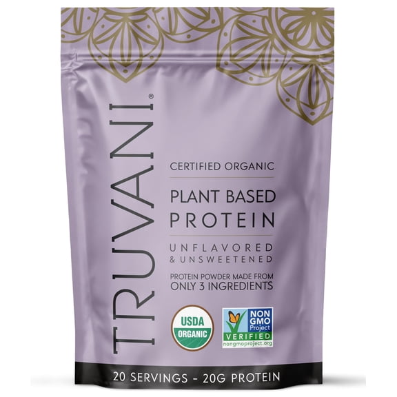 Truvani Vegan Plant Based Pea Protein Powder | Organic | Unflavored | 20 Servings | Gluten & Dairy Free