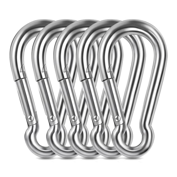 Unfmouf Carabiner Heavy Duty, Durable 3.94" Stainless Steel Hooks, 5Pcs – Perfect for Hammock, Swing, Gym, and Camping