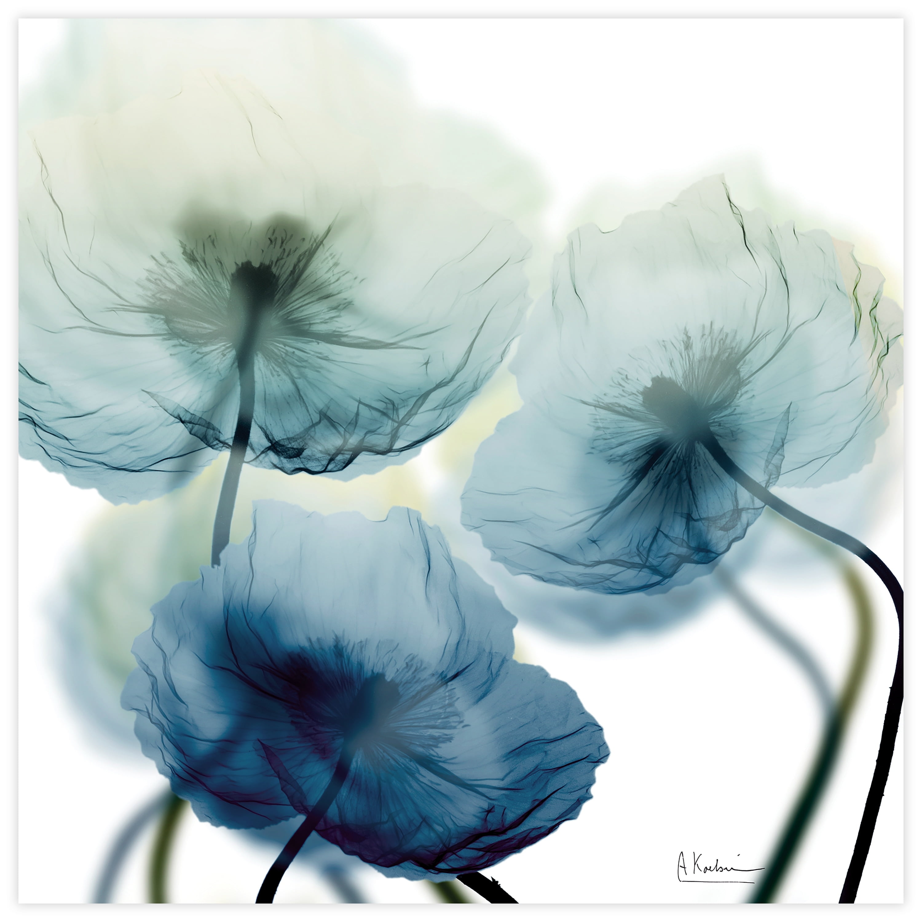 Unfocused Beauty Blue Floral Glass Wall Art, 24" x 24"