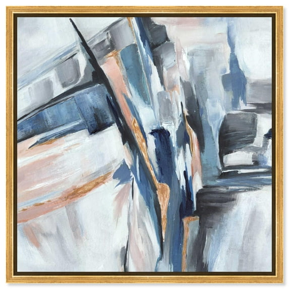 Unfolding Hues Canvas Print Coastal Wall Decor by Art Remedy, Gold Frame, 40 x 40