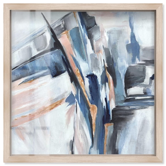 Unfolding Hues Shadowbox Print Coastal Wall Decor by Art Remedy, Blonde Frame, 24 x 24