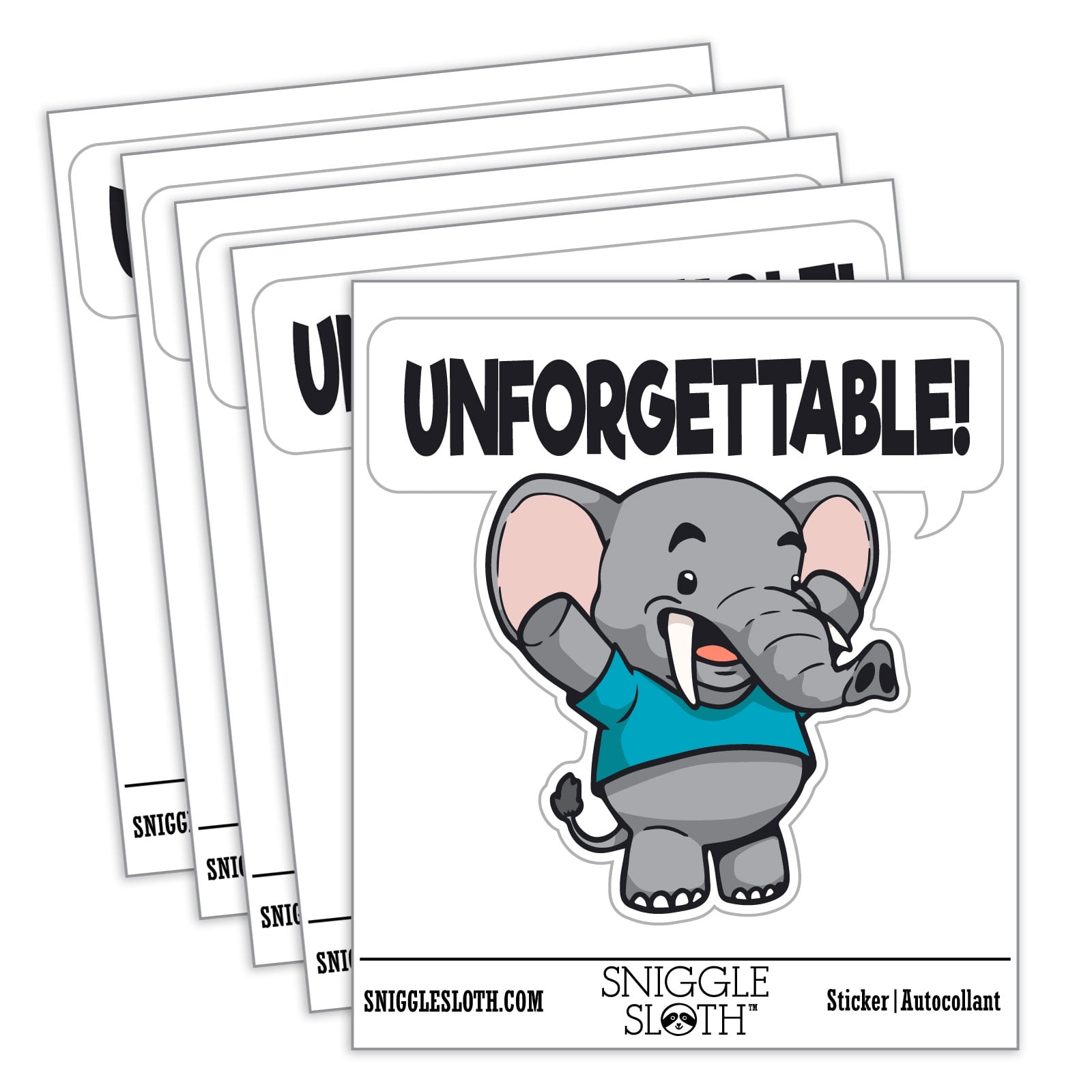 Unforgettable Sticker Unforgettable Elephant Cute Compliment Car Window Bumper Water Bottle ...